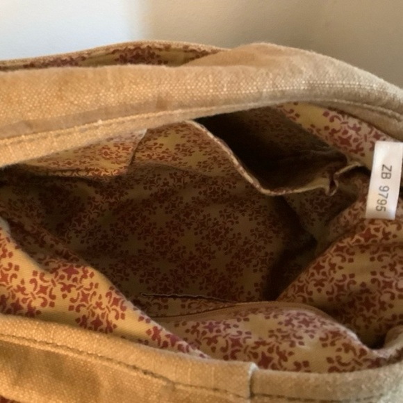 Vintage Bohemian FOSSIL Tan Canvas Hobo Bag - Picture 5 of 6